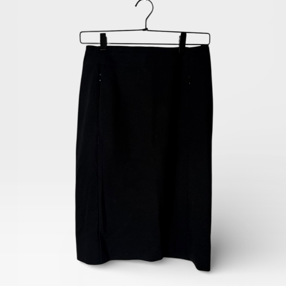 Diane Von Furstenberg Size 4 Solid Black Ponte Zipper Front Pencil Skirt‎ 9 (H)